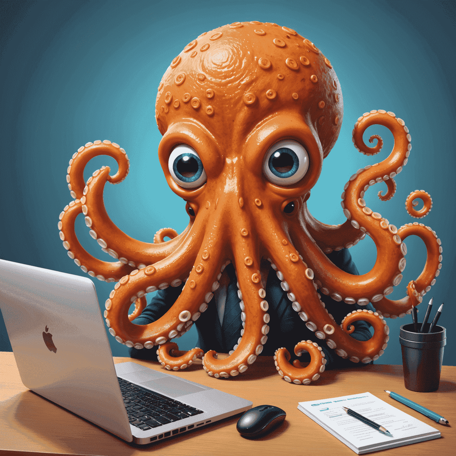 Cartoon illustration of a friendly octopus (Git mascot) helping beginners manage code changes, showing multiple branches and merging process